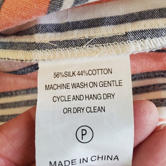 Marie Oliver Dress‎ Womens Small Lachlan Silk Mini Tiered Orange Pink Stripes - Picture 9 of 16